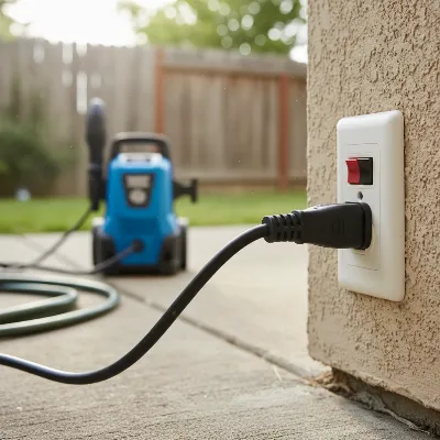 Electric Pressure Washer plugged into GFCI outlet for troubleshooting power issues